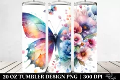 Pastel Butterfly Flowers. 20 oz Tumbler Design Product Image 2