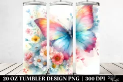 Pastel Butterfly Flowers. 20 oz Tumbler Design Product Image 2