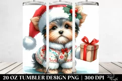 Winter Yorkipoo with Santa Hat PNG Product Image 2