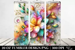 Colorful Freesia on Marble Background | 20 Oz Tumbler Product Image 2
