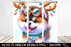 Akita with Christmas Lights PNG Product Image 2
