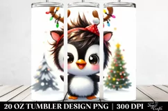 Funny Penguin with Christmas Lights PNG Product Image 2