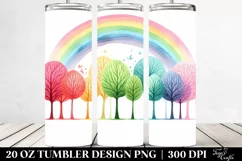 Colorful Simple Watercolor Rainbow Trees | 20 oz Tumbler Product Image 2