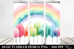 Colorful Simple Watercolor Rainbow Trees | 20 oz Tumbler Product Image 2