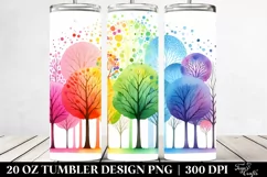 Colorful Simple Watercolor Rainbow Trees | 20 oz Tumbler Product Image 2