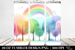Colorful Simple Watercolor Rainbow Trees | 20 oz Tumbler Product Image 2