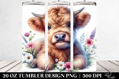 Cute Baby Highland Cow Watercolor | 20 Oz Tumbler Product Image 2