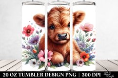 Cute Baby Highland Cow Watercolor | 20 Oz Tumbler Product Image 2
