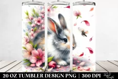 Rabbit Tumbling with Spring Petals | 20 Oz Tumbler Product Image 2