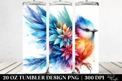 Abstract Vibrant Watercolor Bird | 20 oz Tumbler Product Image 2