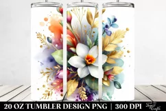 Vibrant Bouquet with Snowdrop & Gold Foil | 20 Oz Tumbler Product Image 2