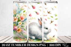 Rabbit Tumbling with Spring Petals | 20 Oz Tumbler Product Image 2