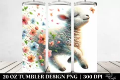 Lamb Tumbling with Spring Petals | 20 Oz Tumbler Product Image 2