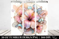 Abstract Pastel Glossy Hibiscus | 20 oz Tumbler Product Image 2