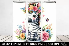 Vibrant Cartoon Zebra | 20 oz Tumbler Product Image 2