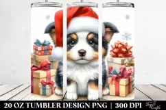 Winter Border Collie with Santa Hat PNG Product Image 2