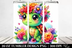 Colorful Flower Crown Turtle | 20 oz Tumbler Product Image 2
