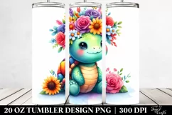 Colorful Flower Crown Turtle | 20 oz Tumbler Product Image 2