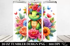 Colorful Flower Crown Turtle | 20 oz Tumbler Product Image 2