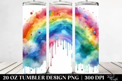 Colorful Watercolor Rainbow Clipart, High-Res 20 Oz Tumbler Product Image 2