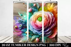 Colorful Ranunculus Wooden Splash | 20 Oz Tumbler Product Image 2