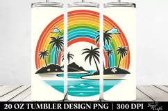 Retro Tropical Island Rainbow. 20 Oz Tumbler Design Product Image 2
