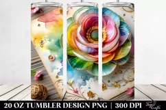 Colorful Ranunculus Wooden Splash | 20 Oz Tumbler Product Image 2