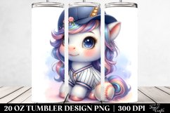 20 Oz Tumbler Sublimation | Cute Baby Unicorn with Baseball Product Image 2