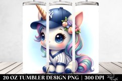 20 Oz Tumbler Sublimation | Cute Baby Unicorn with Baseball Product Image 2