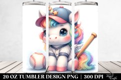 20 Oz Tumbler Sublimation | Cute Baby Unicorn with Baseball Product Image 2