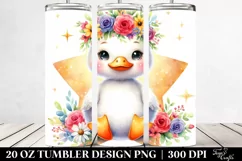 Cute Duck Adorned with Flower Crown PNG Product Image 2