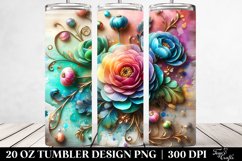 20 Oz Tumbler Sublimation | Colorful Ranunculus | Product Image 2