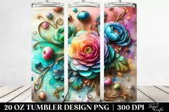 20 Oz Tumbler Sublimation | Colorful Ranunculus | Product Image 2