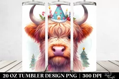 Cute Highland Cow with Christmas Decorations Clipart Product Image 2