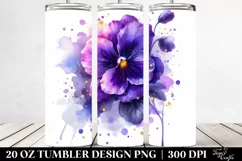 20 Oz Tumbler Sublimation | Shiny Violet | Watercolor Product Image 2