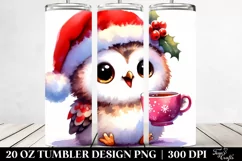 Colorful Owl with Santa Hat PNG Product Image 2