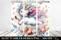 Cute Baby Unicorn Tumbling with Spring Petals | 20 Oz Product Image 2