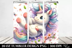 Cute Baby Unicorn Tumbling with Spring Petals | 20 Oz Product Image 2