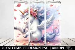Cute Baby Unicorn Tumbling with Spring Petals | 20 Oz Product Image 2