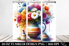 20 Oz Tumbler Sublimation | Vibrant Watercolor Vase with Product Image 2