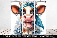 Enthusiastic Cow Portrait with Housewife Bandana | 20 Oz Product Image 2