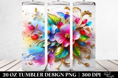 20 Oz Tumbler Sublimation | Colorful Impatiens | Watercolor Product Image 2