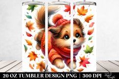 Colorful Watercolor of a Cute Dog Tumbling with Autumn Product Image 2