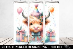 Cute Highland Cow Christmas Clipart, Transparent 20 Oz Product Image 2