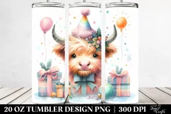 Cute Highland Cow Christmas Clipart, Transparent 20 Oz Product Image 2