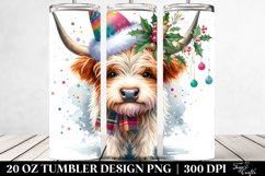 Cute Highland Cow Christmas Clipart, Transparent 20 Oz Product Image 2