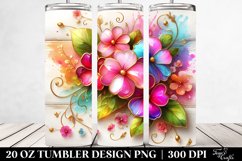 20 Oz Tumbler Sublimation | Colorful Impatiens | Watercolor Product Image 2