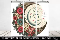 Retro Half Moon with Flowers 20 Oz Tumbler Product Image 2