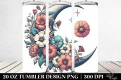 Whimsical Half Moon with Flowers 20 Oz Tumbler Product Image 2