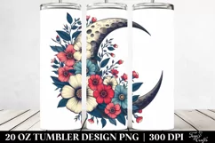 Retro Half Moon with Flowers 20 Oz Tumbler Product Image 2